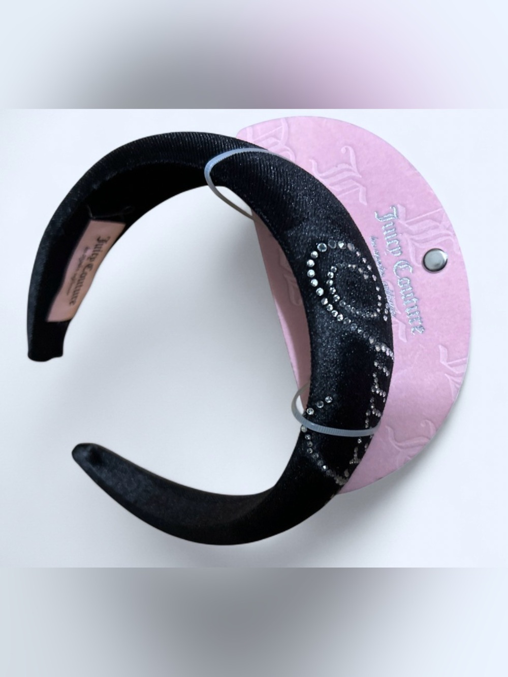 NWT Juicy Couture Black Rhinestone Padded Headband | Crystal Embellishment
